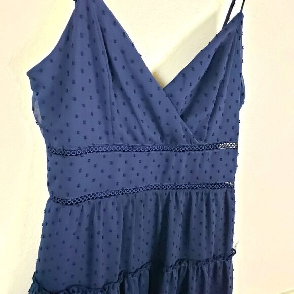 Women's Trixxi Clothing Navy Blue Mini Tiered V-neck Strap Dress Size Large - Picture 6 of 9